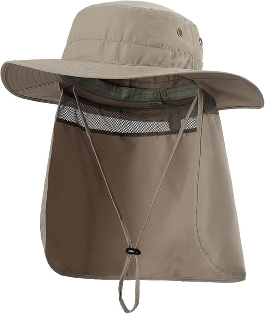 Home Prefer UPF50 Mens Sun Hat with Neck Flap Quick Dry UV Protection Cap Womens Wide Brim Fishing Hat Neck Flap Beach Garden