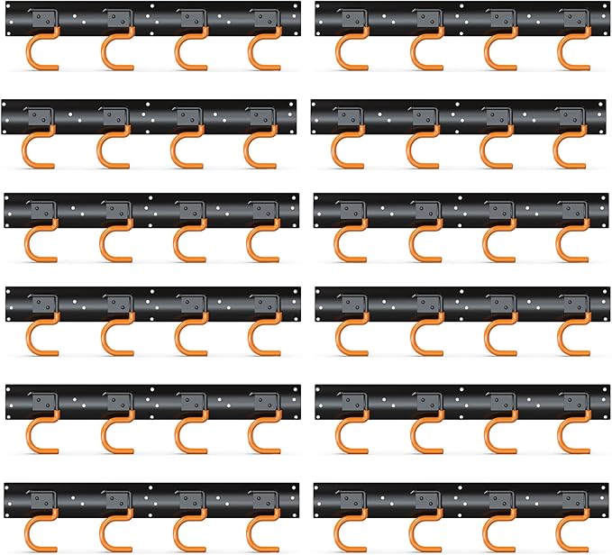 3-H 12×16" All Metal Garden Tool Organizer, Garage Tool Organizer, Broom Holder Wall Mount for Garage, Shed, Garden, Basement Hanging and Organizing Rake, Mop, Shovel, Hose