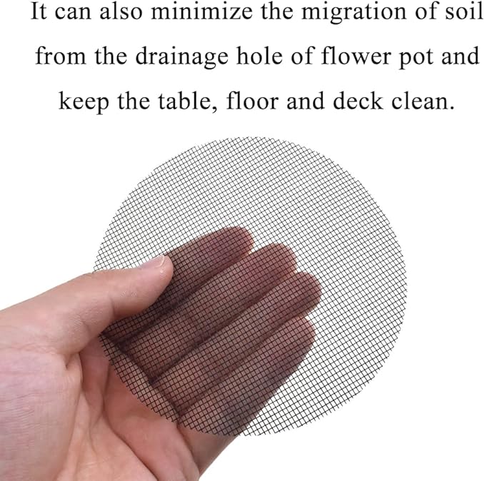 HAHIYO 50PCs 4Inch/10Cm Black Round Glassfibre Flower Pot Hole Mesh Pad Bottom Grid Mat Bonsai Drainage mesh Hole Screens Gasket Prevent Soil Loss Breathable Gasket Drainage Netting for Bonsai