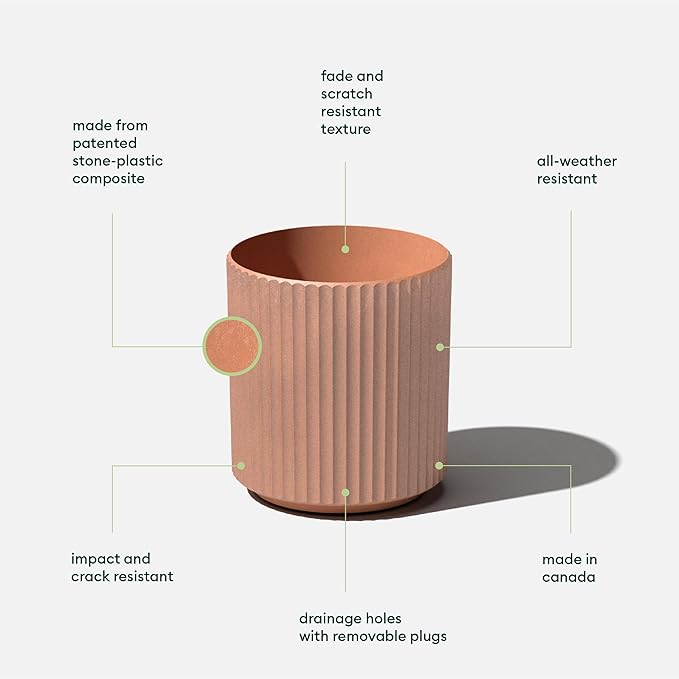 Veradek Demi Series Round Planter for Porch, Patio, Backyard | Durable Plastic-Stone Composite Material | Modern Décor for Tall Plants, Flowers