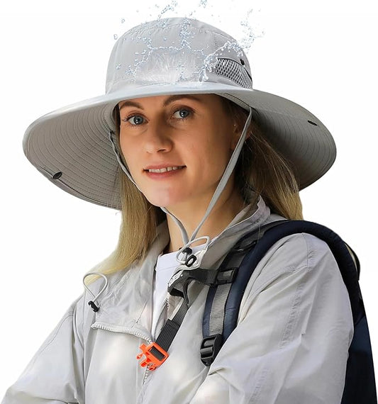 Wide Brim Sun Hat for Men Women UV Protection Ventilated Outdoor Bucket Fishing Hats Packable for Safari Hiking
