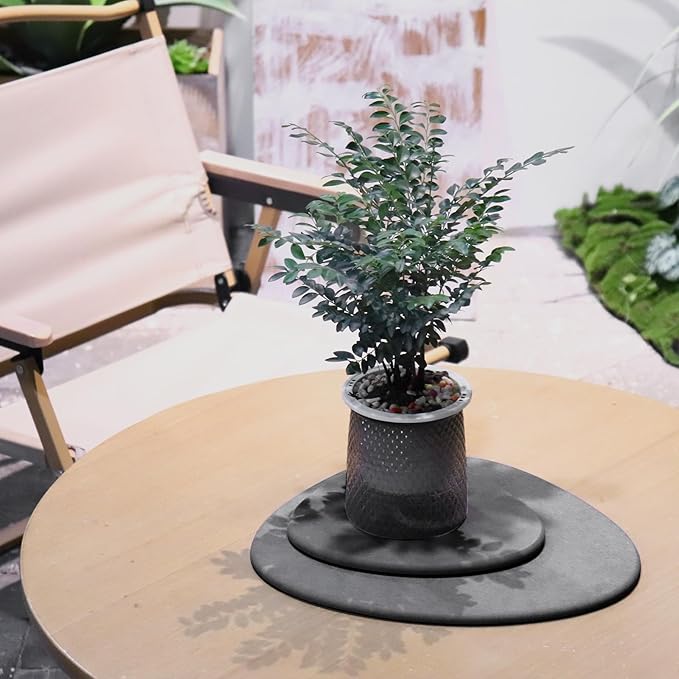 Elfcool Plant Saucer Quick Dry Absorbent Flower Plant Pot Saucer Dirp Tray Diatomaceous Earth Plant Mat for Indoor Outdoor Plants (8''-Dark Grey-4pack)