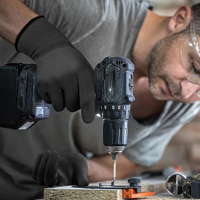 Ultra-Thin PU Coated Work Gloves 12 Pairs Breathable High Dexterity Gardening Warehouse Assembly Precision Tasks