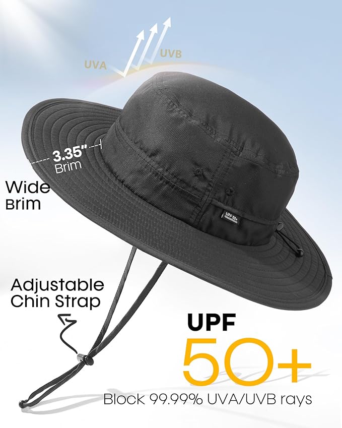 FURTALK Sun Hats for Men Women Packable Wide Brim Summer UV Protective Bucket Hat UPF 50+ Hat for Fishing Hiking