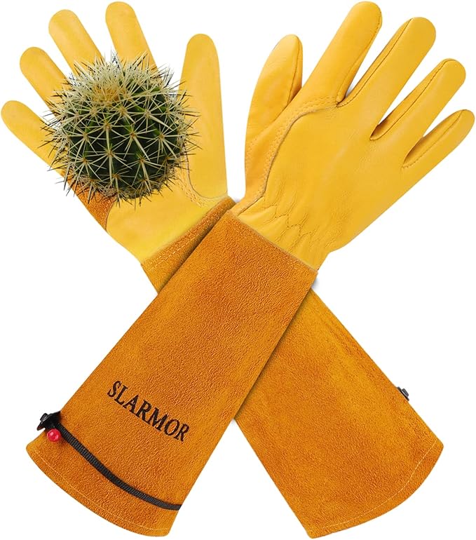 Long Gardening-Gloves Women/Men-Thorn proof Rose Pruning Heavy Duty Gauntlet-S