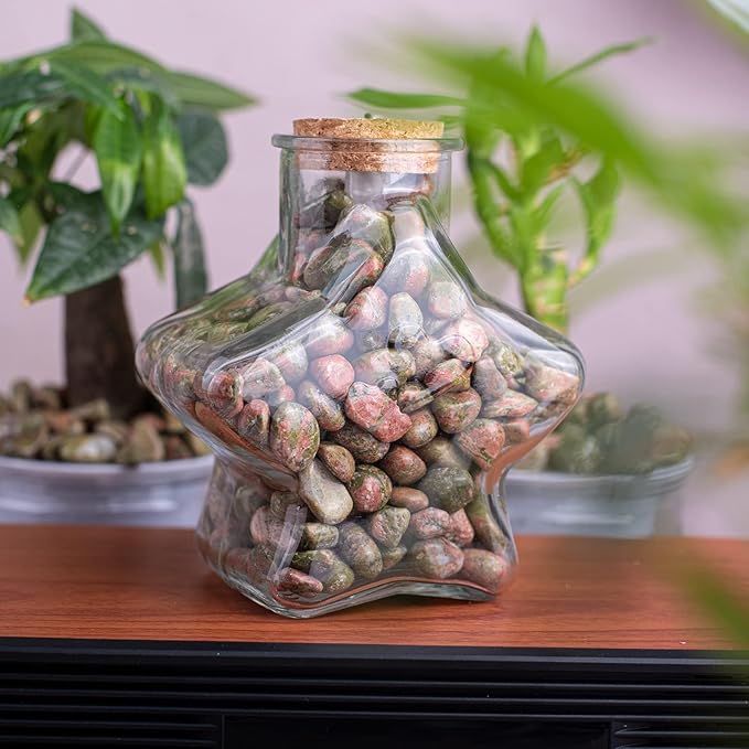 Polished Unakite Crystal Stone Set - 72 Pcs, 0.5" 10 oz Handpicked Tumbled Gemstones Rocks, Pebbles for Reiki, Chakra, Healing, Home Decor