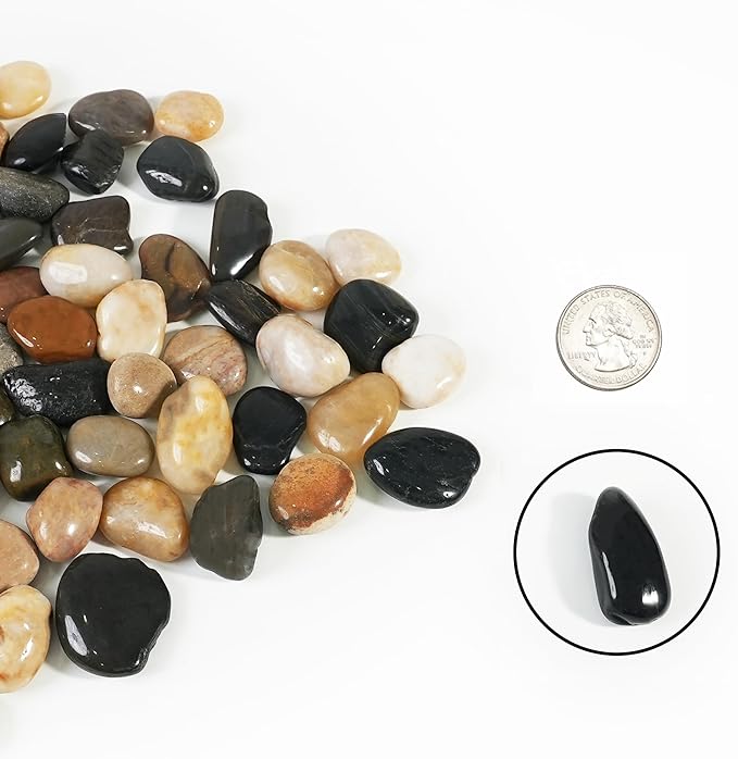 StoneCreek 24 LBS River Rocks(2 x 12 LBS Bags), Large Size, Decorative Garden Stones for Plant Landscaping, Polished Gravel Filler Pebbles for Home Decoration, Vases, Succulents(Mixed Pebbles)