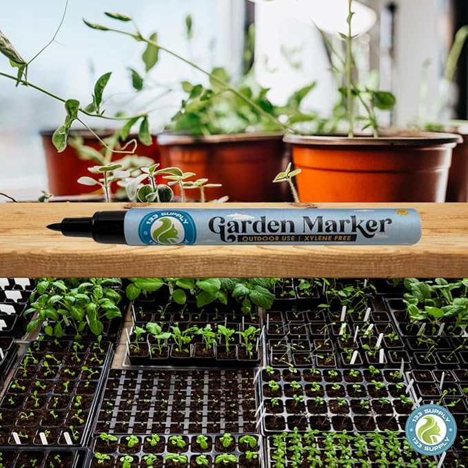 -100 Pack 4" Plastic Plant Labels for Seedlings with 2 Pack of Garden Marker Pens (Garden Markers Fade Resistant Plant Markers Outdoor Waterproof Pen Black Permanent Markers Plant Tags)