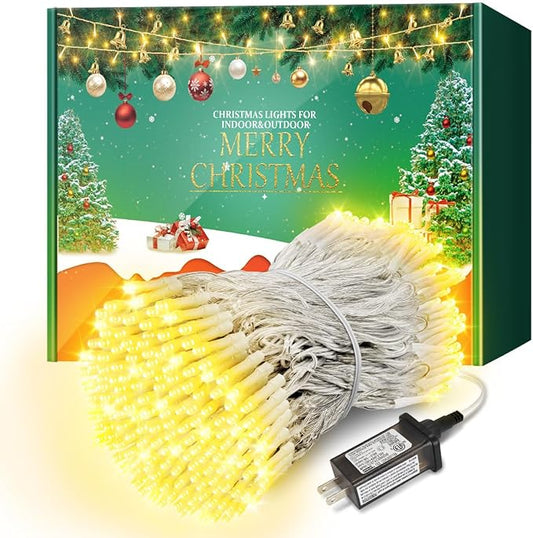 Christmas Lights with 1000 LEDs, 328FT Extra Long Plug in Fairy String Lights for Outdoor Tree and Indoor Décor, 8 Modes & Timer, IP65 Waterproof Lights for Yard Garden Decor (Warm White)