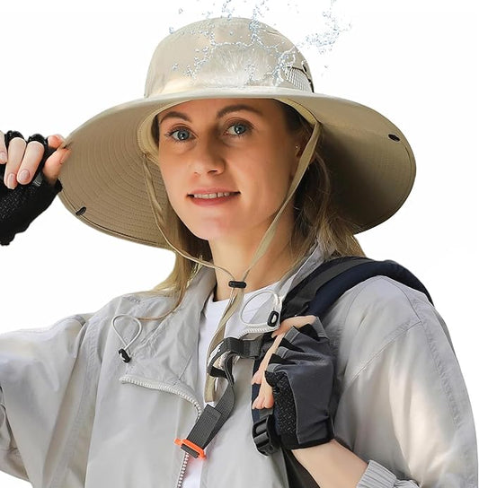 Wide Brim Sun Hat for Men Women UV Protection Ventilated Outdoor Bucket Fishing Hats Packable for Safari Hiking