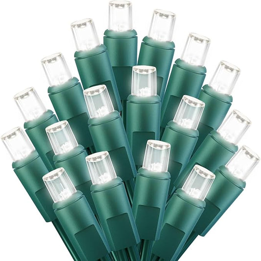 LED Christmas Mini String Lights, 28 Feet 100LEDs F5 Pure White Mini Lights, Connectable Christmas Tree Lights for Wreath Garland Holiday Party Wedding Outdoor Indoor Christmas Decoration, Green Wire