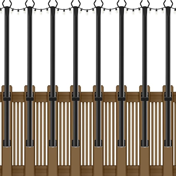 8 Pack String Light Poles,5Ft Metal Poles for Outdoor String Lights,Outdoor Light Poles with Post,Poles/Stand for Outside,Patio,Deck,Backyard,Garden Wedding,Party