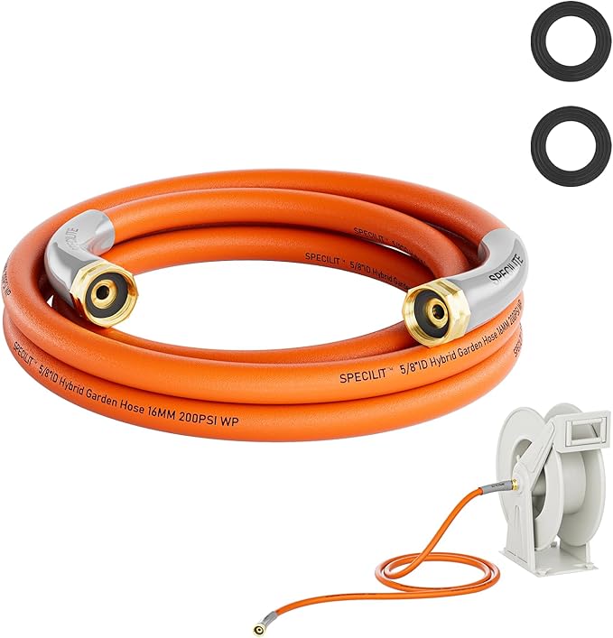 SPECILITE Garden Water Hose 10 ft x 5/8 in with Female to Female Connector, Small Leader Hose for Hose Reel, Heavy Duty, Flexible & Lightweight, Water Pipe, Outdoor Water Hose Extension Adapter