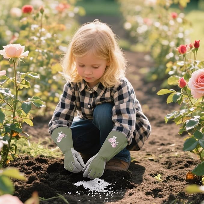 Rose Pruning Gloves Thorn Resistant, Embroidery Gardening Gloves with Extra Long Forearm Protection