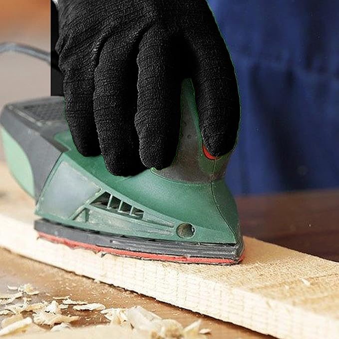 72 Pairs Gardening Work Gloves, Bulk Rubber Coated, Large, Black, 144 Count