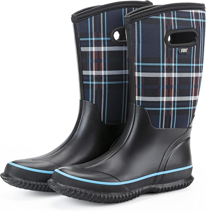 WTW Mid Calf Rain Boots for Women - Waterproof Insulated Neoprene Mud Boots Outdoor Hunting Garden Boots