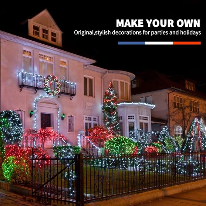 Christmas Lights 33ft 100 LED Battery String Lights with Timer Memory Function USB or Battery Powered Waterproof String Lights for Indoor Outdoor Decoration
