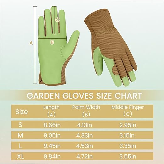 Gardening Gloves, Garden Gloves for Women and Men, Thorn Proof Working Gloves, Durable Leather Work Garden Gloves for Yard & Outdoor Work, Green, S