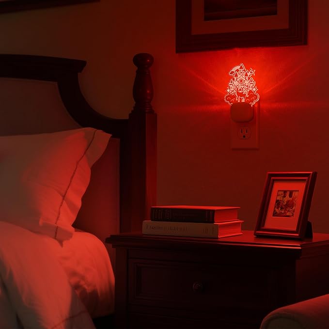 DORESshop Cute Night Light for Kids [2 Pack], Night Lights Plug Into Wall, Acrylic Carved Castle 8 Color Changing Baby NightLight with Dusk to Dawn Sensor, LED Night Lights for Children Girls Bedroom