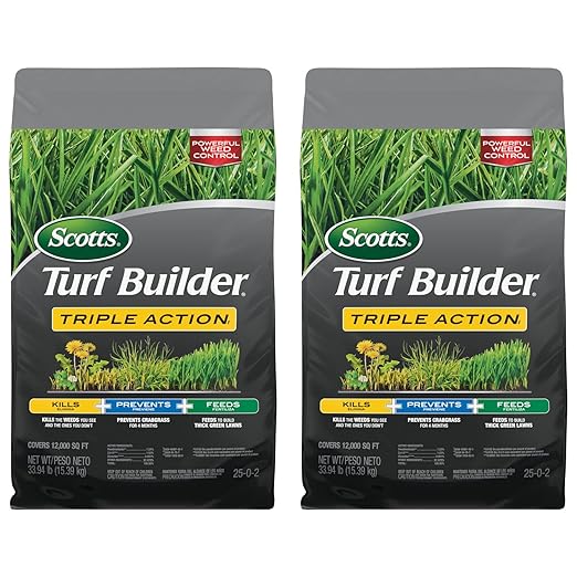 Scotts Turf Builder Triple Action1 - Weed Killer, Crabgrass Preventer, Lawn Fertilizer, 12,000 sq. ft. (2-Pack)