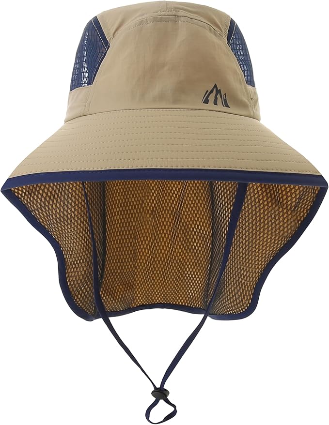 UV Sun Protection Hat Women Foldable Neck Flap Wide Brim Fishing Hat with Ponytail Hole for Women