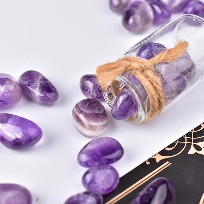 Polished Amethyst Crystals - 0.5" 10 oz Handpicked Natural Tumbled Gemstones Rocks, Pebbles for Reiki, Chakra, Healing Home Decor