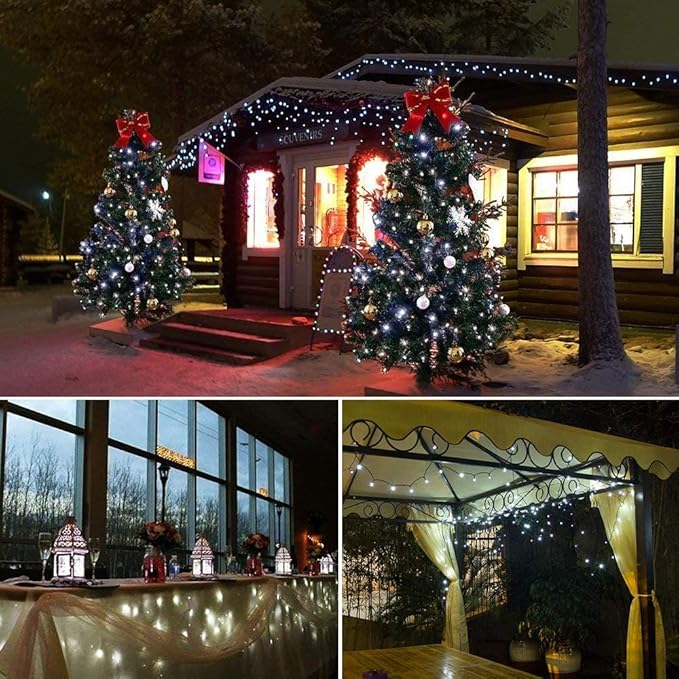 Christmas Lights 33ft 100 LED Battery String Lights with Timer Memory Function USB or Battery Powered Waterproof String Lights for Indoor Outdoor Decoration