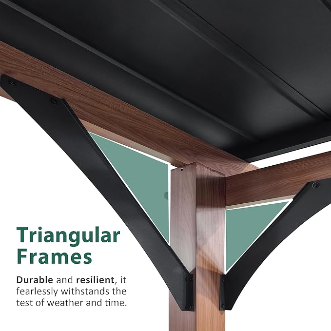 Macrout 10'x12' Outdoor Gazebo, Heavy Duty Pergola with Sloped Metal Roof and Aluminum Frame, Permanent Gazebos for Patio, Decks, Backyard, Garden, 4718 (10'x12')