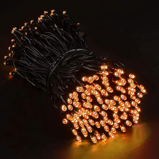 TW SHINE Halloween Lights, 200 LED 66FT Outdoor Halloween Lights Plug in with 8 Modes, Waterproof Light Outdoor, Indoor Decorations for Party Yard Haunted House Decor, Orange