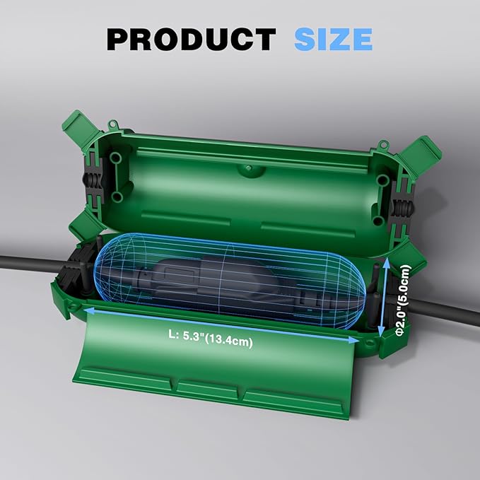 Flemoon [6 Pack] Outdoor Extension Cord Safety Cover with Waterproof Seal, Weatherproof Electrical Connection Box to Protect Outdoor Outlet, Plug, Socket, Christmas Holiday Decoration Light, Green