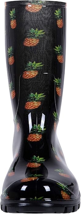 Asgard Women's Mid Calf Rain Boots Printed Waterproof Rubber Boots Short Garden Shose