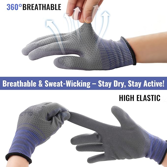 3 Pairs Gardening gloves for men, Garden gloves with rubber coating, Work gloves for Weeding, Digging, Raking, Pruning Flower Rose (Medium/8)