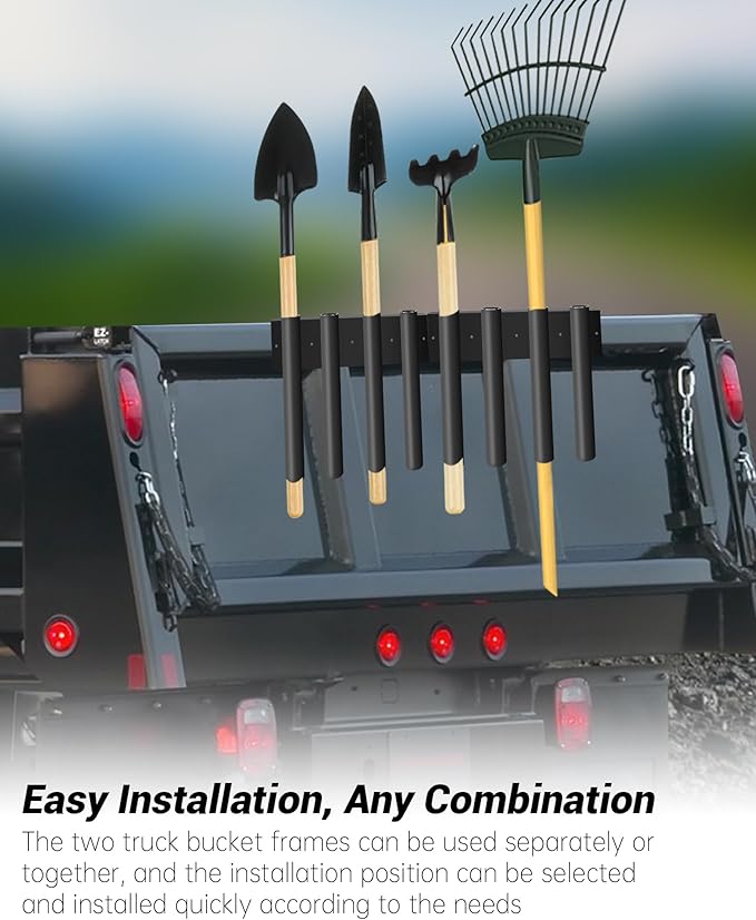 8-Hole Shovel Holder for Truck, Heavy Duty Trailer Tool Rack for Trimmer, Rake, Lawn Tools, Landscape Hand Tools