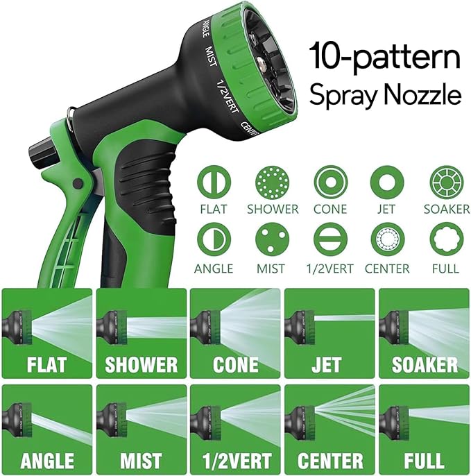 100 ft Expandable Garden Hose, 2025 New No Kink Flexible Water Hose 100ft, 10 Pattern Spray Nozzle, Leakproof Solid Brass Fittings, Reinforced Durable Latex Core, Ultra Lightweight & No Tangle