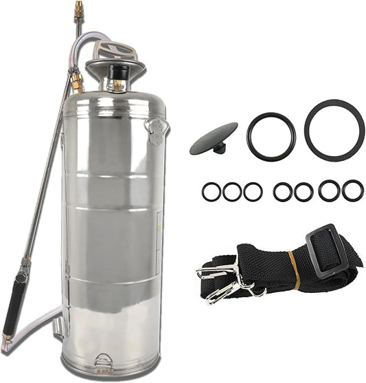 HOSTIC 3.5 Gallon Stainless Steel Sprayer Hand Pump Sprayer with Pressure Gauge Safety Valve Adjustable Nozzle for Gardening Lawn and Cleaning