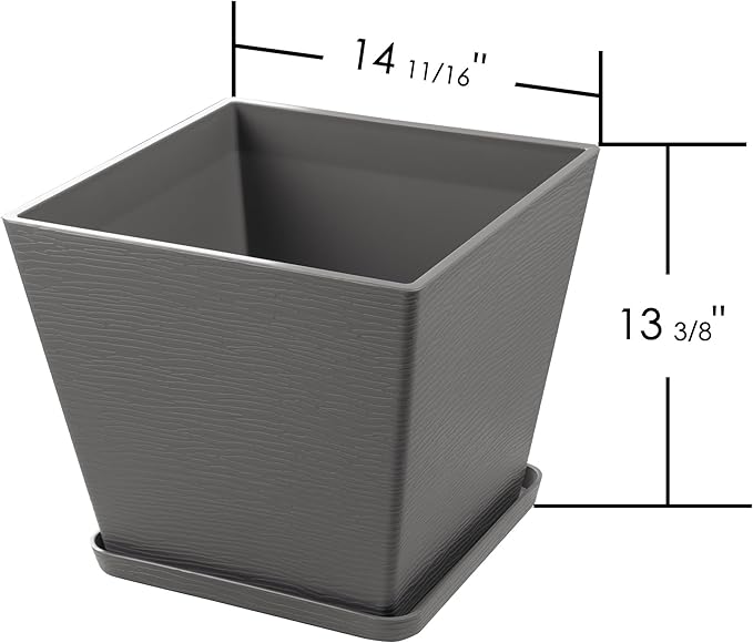 Kozyard 2Packs Taper Planter Indoor Outdoor Plant Pots with Tray Collecting Water for Porch, Patio, Backyard Planters Modern Décor for Tall Plants, Flowers