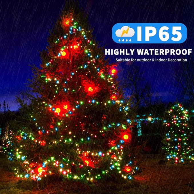 262FT 800 LED Color Changing Christmas Lights Outdoor Indoor, Warm White Multicolor Christmas Tree Lights, Waterproof Fairy String Light Timer Remote, 11 Lighting Modes