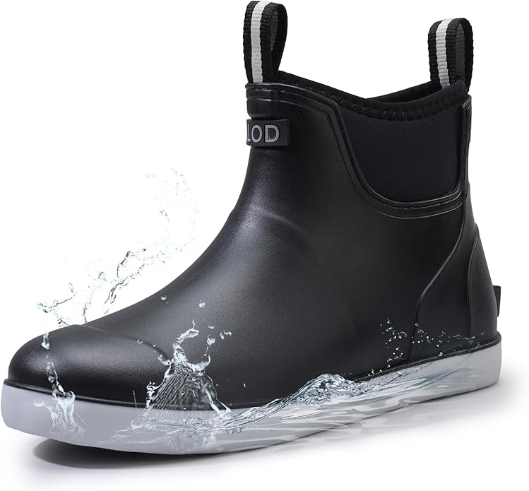 Women's Ankle Rain Boots - Slip On Waterproof Festival & Garden Shoes for Men - Comfortable Lightweight Rubber Wellies with Decorative Buckle