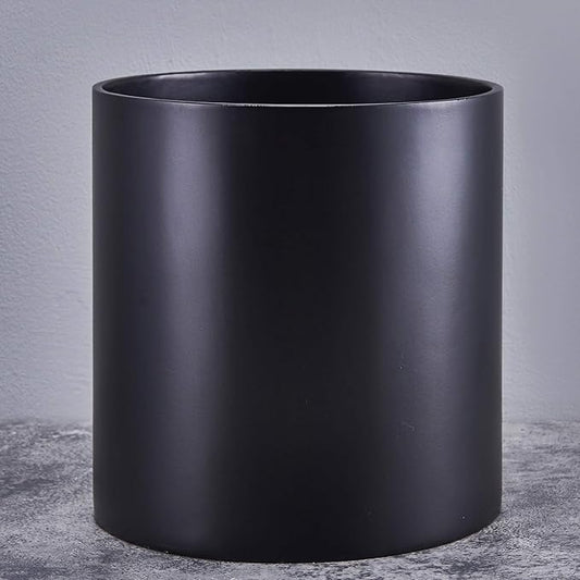 FaithLand Plant Pot 14 inch - Perfectly Fits Mid-Century Modern Plant Stand - Drainage Plug and Drainage Mesh Screen - Matte Black