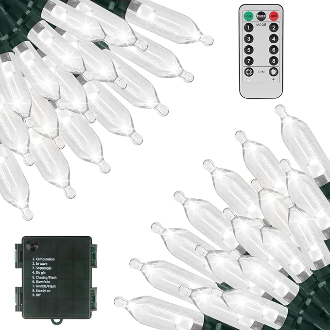 Christmas Lights 66ft 200 LED Battery Operated String Lights with Timer Memory Function or Battery Powered Waterproof Fairy Light for Indoor Outdoor Decoration