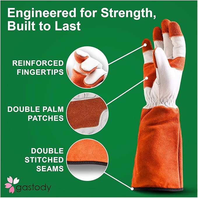 Leather Gardening Gloves for Women & Men – Thornproof & Puncture Resistant Cowhide Welding & Construction Work Gloves
