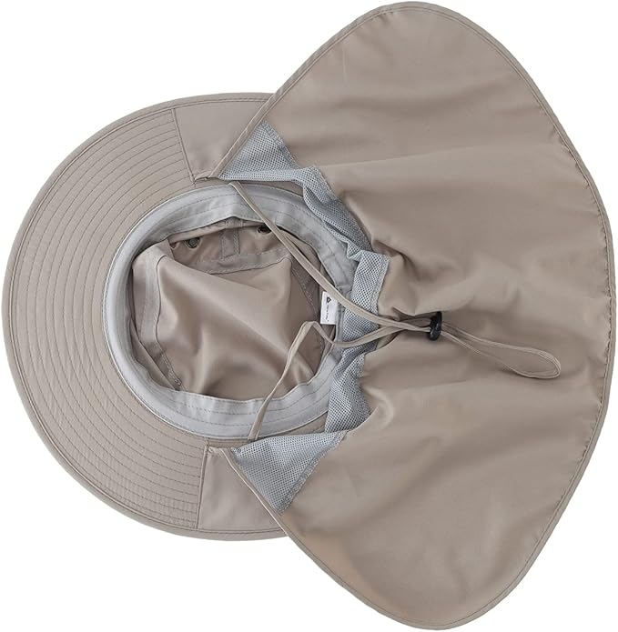 Home Prefer UPF50 Mens Sun Hat with Neck Flap Quick Dry UV Protection Cap Womens Wide Brim Fishing Hat Neck Flap Beach Garden