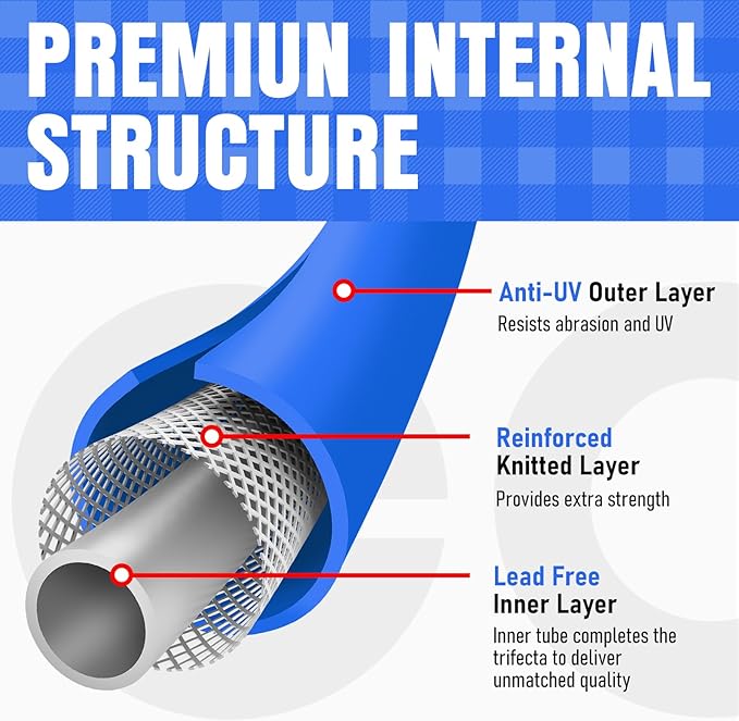 Heavy Duty Garden Hose 35 ft, Non-Expanding Flexible Water Hose, Kink Resistant Lightweight Hybrid Hose, Leakproof Hose Male to Female Fittings