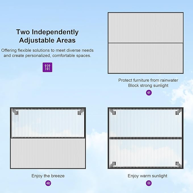 PURPLE LEAF Louvered Pergola 10' x 14' Outdoor Aluminum Pergola with Hidden Drainage System and Adjustable Sun Shade Roof Patio Hardtop Small Pergolas with String Lights for Patio Dining Side Yard