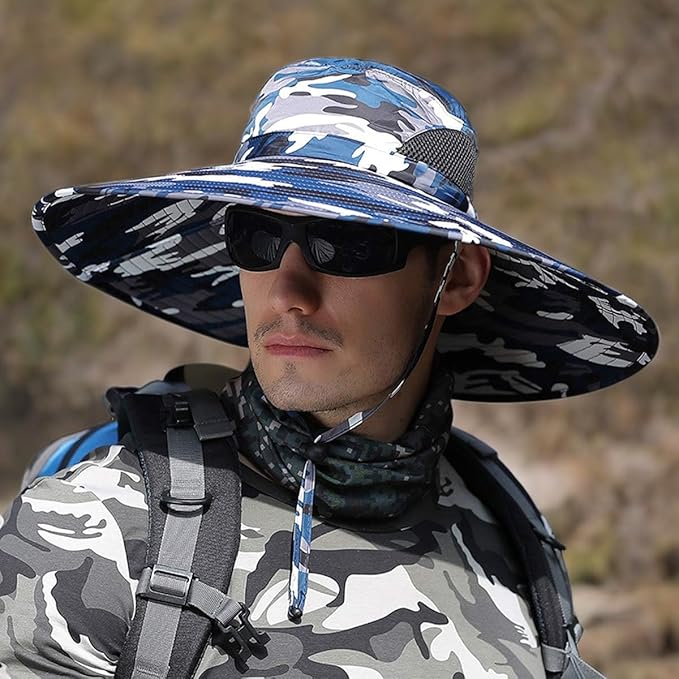 HUAMULAN 6" Super Wide Brim Sun Hats, Men and Women Bucket Hat for Fishing Hiking Garden Lawn Work Safari Camping Outdoor