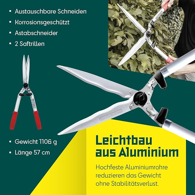 Berger hedge shear comfort 4595 with serrated blades and damper, length 57 cm