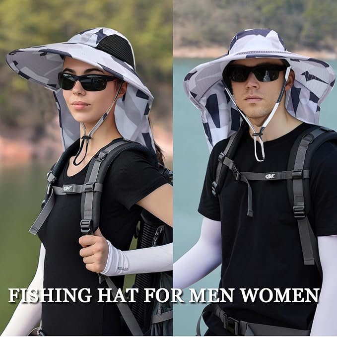Sun Hat for Men Women with Neck Flap,UPF 50+ UV Protective Hiking Fishing Hats,Wide Brim Sun Hat for Women&Men