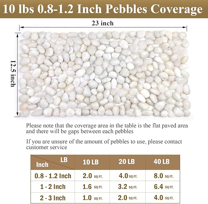 10 lbs White Pebbles for Indoor Plants, 0.8-1.2 Inch Small White River Rocks Stones for Planters, Vases, Fish Tank, Garden, Landscaping, Top Dressing and Bottem Drainage