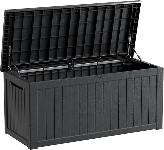 270 Gallon Deck Box, Resin Outdoor Indoor Waterproof Storage Box, Lockable Storage Box With Handle for Patio Furniture - Garden Tools (Black, 270 Gallon)