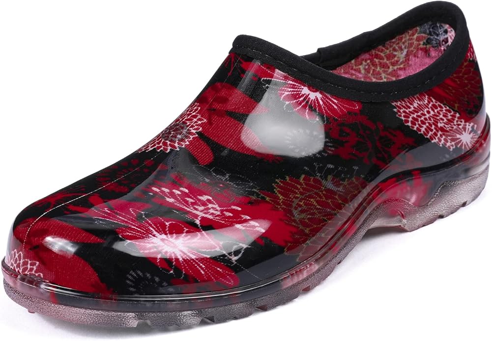 DKSUKO Waterproof Garden Shoe for Women Outdoor Slip-On Rain Boots Short Ankle Work Shoes and Garden Clogs with Comfort Insole